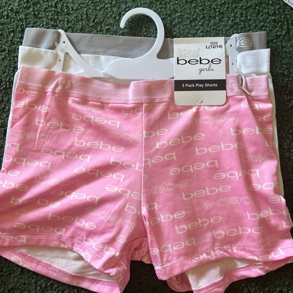 Bebe Girls Pink, White, and Gray Shorts Set - Picture 2 of 6